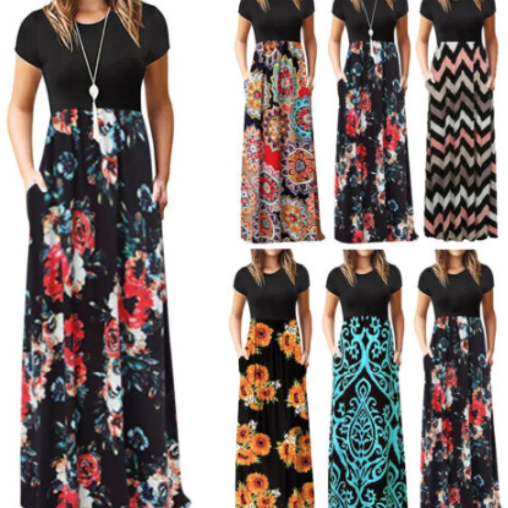 Vintage Floral Print Boho Summer Dress For Women